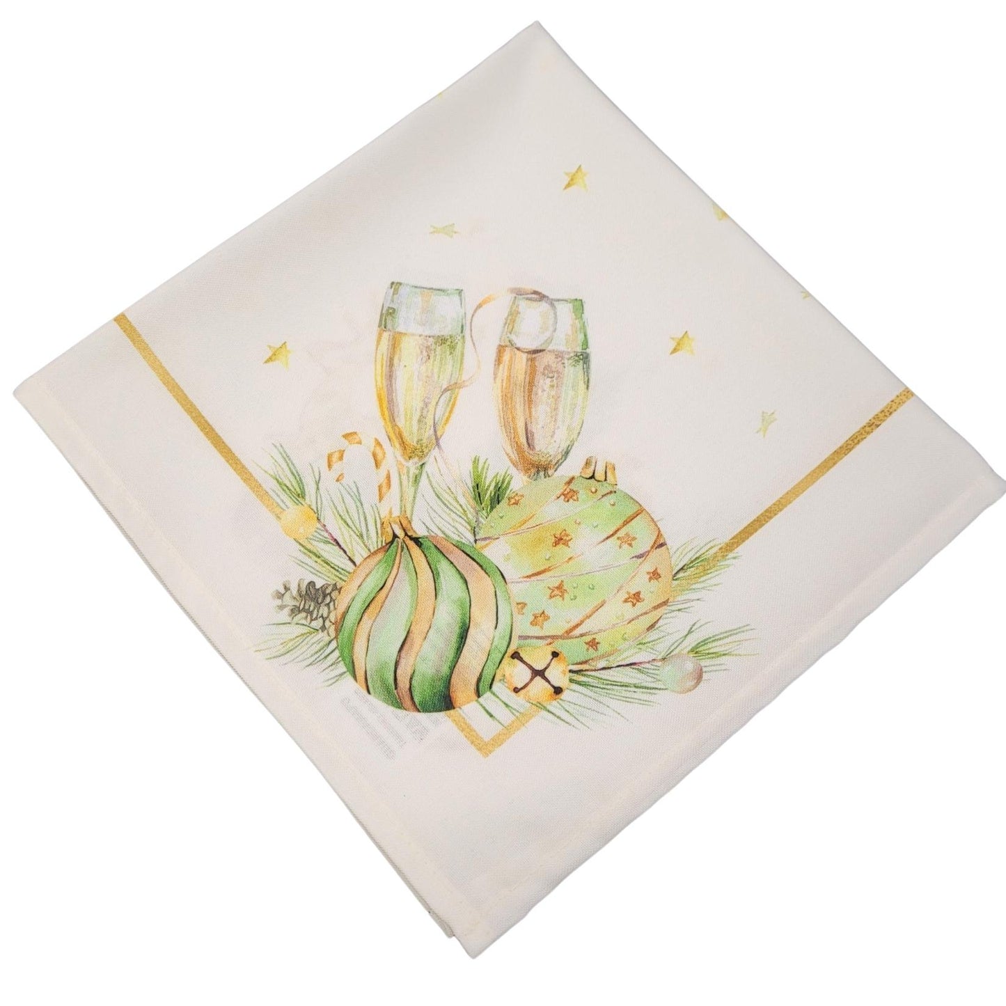 Charlo's Cloth Napkins Set of 4 Christmas Sparkling Wine Toast 16" by 16" - Gold