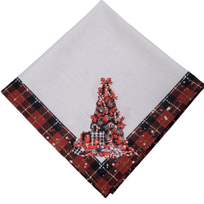 Charlo's Cloth Napkins Set of 4 Sleigh Santa Claus 16" by 16" - Red