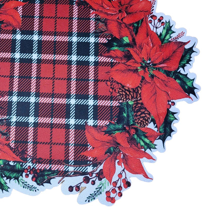 Maison Charlô - Set of 4 Waterproof Placemats Christmas Plaid Cloth - Red