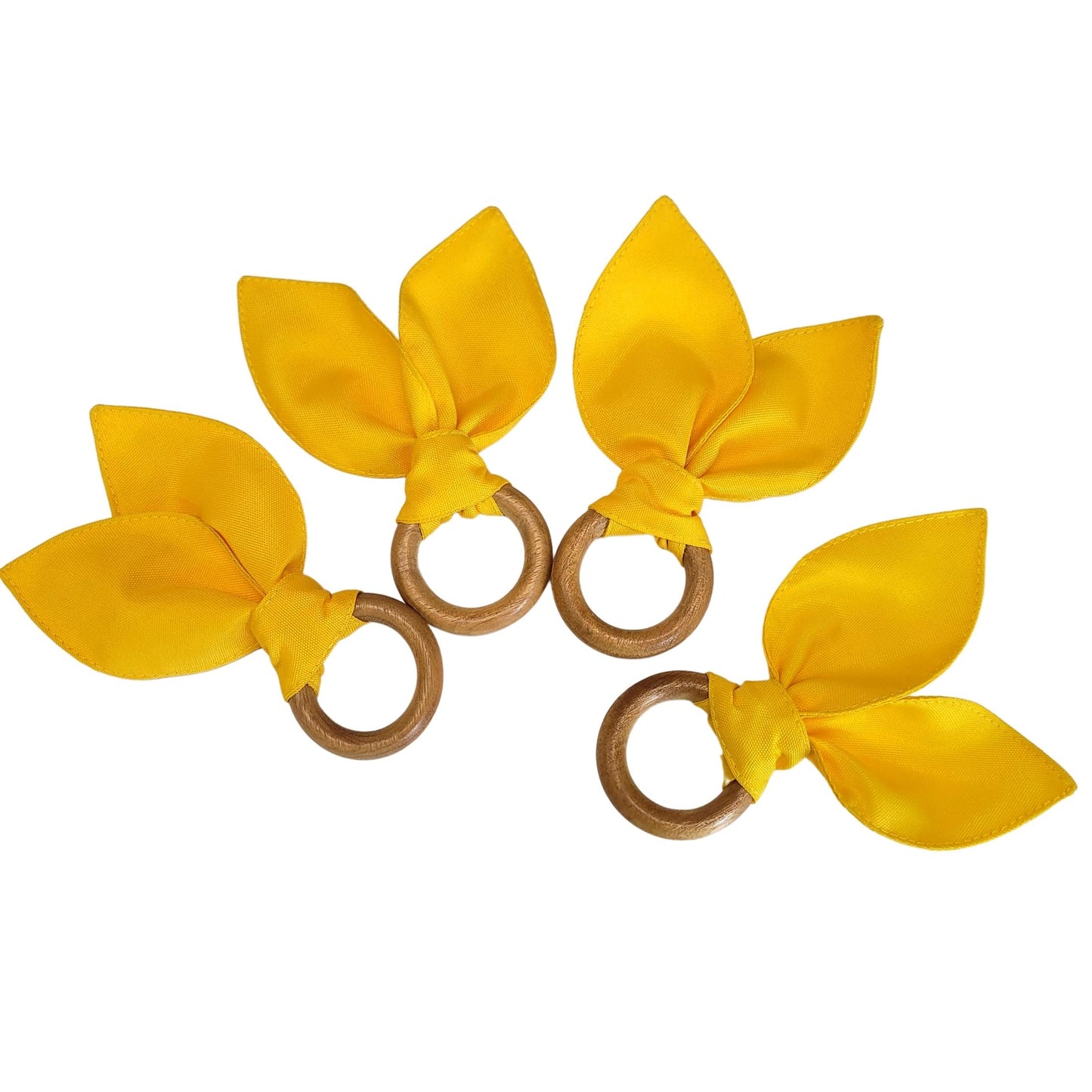 Maison Charlo | Easter Set of 4 Yellow Orange Bunny Ears Napkin Rings | Dining Table Decor