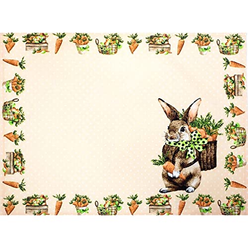 Set of 4 Polka Dot Orange Waterproof Rectangular Placemats Easter 17" x 13"