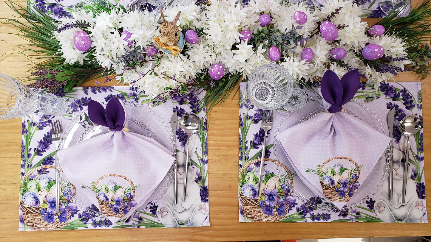 Set of 4 Lavender Waterproof Rectangular Placemats Easter 17" x 13"