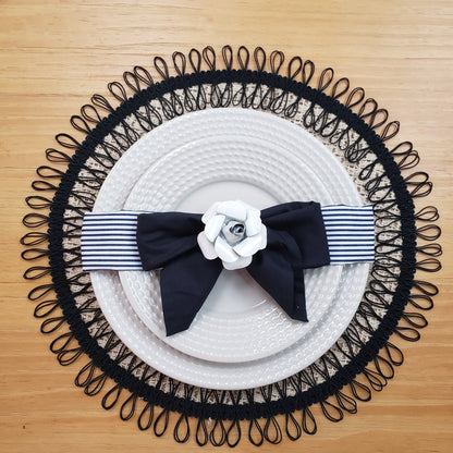 Charlo's Set of 2 Black Sustainable Brazilian Jute Liz Round Placemats Sousplat 16" dia