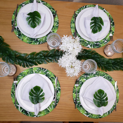 Charlo's Set 6 Green Monstera Leaf Tropical Napkin Rings Ecofriendly Pack for dining table decor