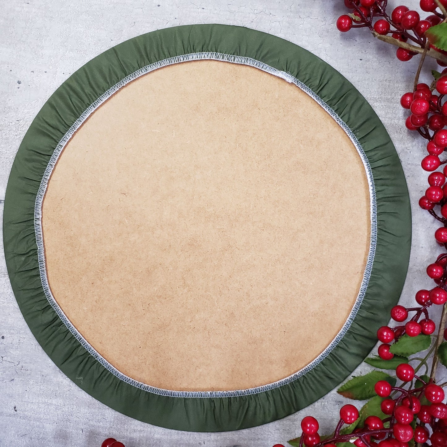 Set of 4 Round Placemats Covers Christmas Snowman Cloth 14" Dia  | Beige