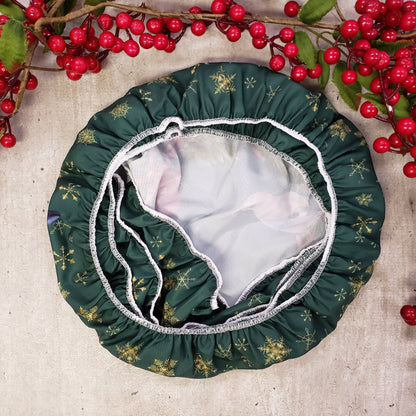 Maison Charlô | Set of 4 Round Placemats Covers Christmas Bird Cloth 14" Dia -Green