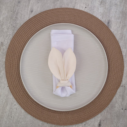 Maison Charlo | Set of 4 Bunny Ears Napkin Rings | Easter Decorations for Table (Off White)