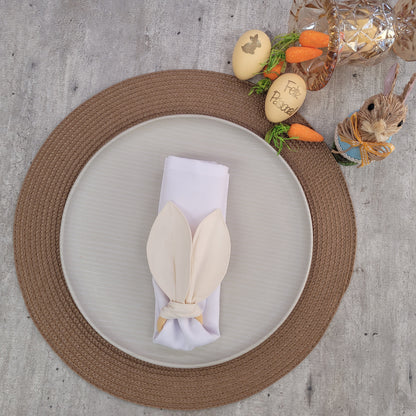 Maison Charlo | Set of 4 Bunny Ears Napkin Rings | Easter Decorations for Table (Off White)