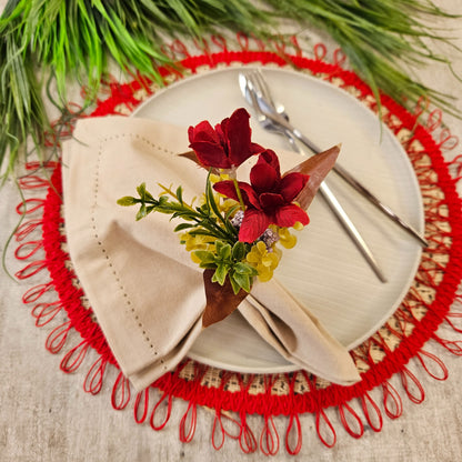 Charlo's Set of 2 Red Sustainable Brazilian Jute Liz Round Placemats Sousplat 16" dia