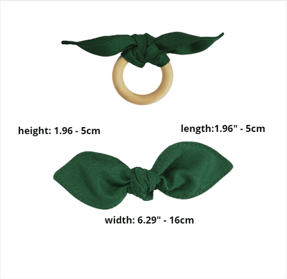 Maison Charlo | Set of 6 Ecofriendly Duo Green Red Cloth Ties Napkin Rings, Christmas, Valentine's, Mother's Day, tabledecor, gift