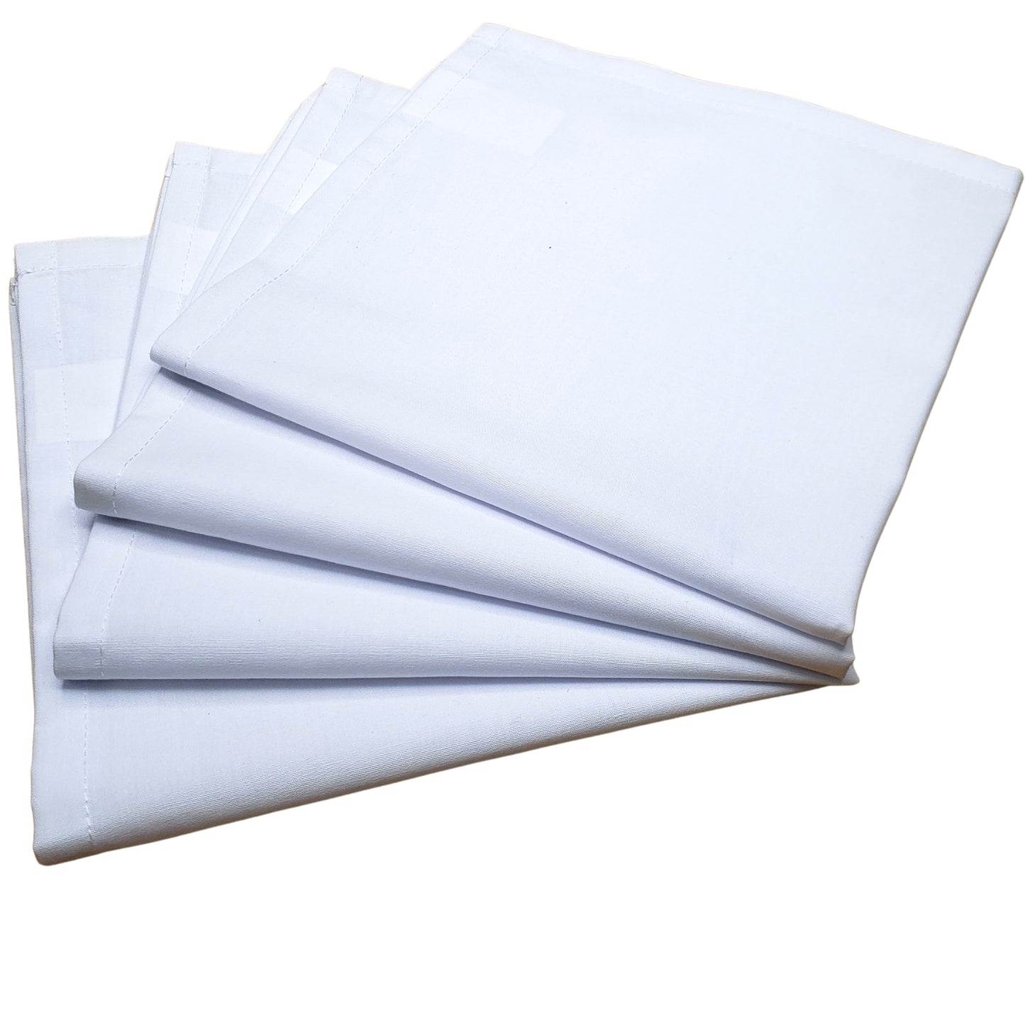 Charlo's Set of 4 White 100% Cotton Solid Cloth Napkins 15" by 15" Washable Reusable