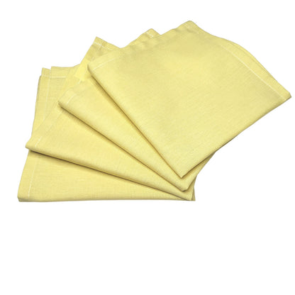 Charlo's Set of 4 Yellow 100% Cotton Solid Cloth Napkins 15" by 15" Washable Reusable