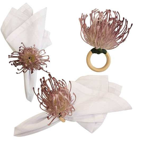 Set of 4 Lilac Rustic Savanna Flower Napkin Rings