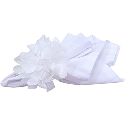 Charlo's Set of 10 White Snow Chrysanthemum Napkin Rings for dining table decor