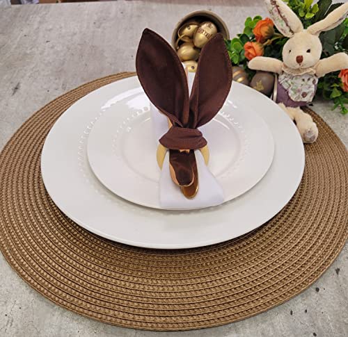 Maison Charlo | Set of 4 Brown Bunny Ears Napkin Rings |  Easter Decorations for Table | Chocolate Brown