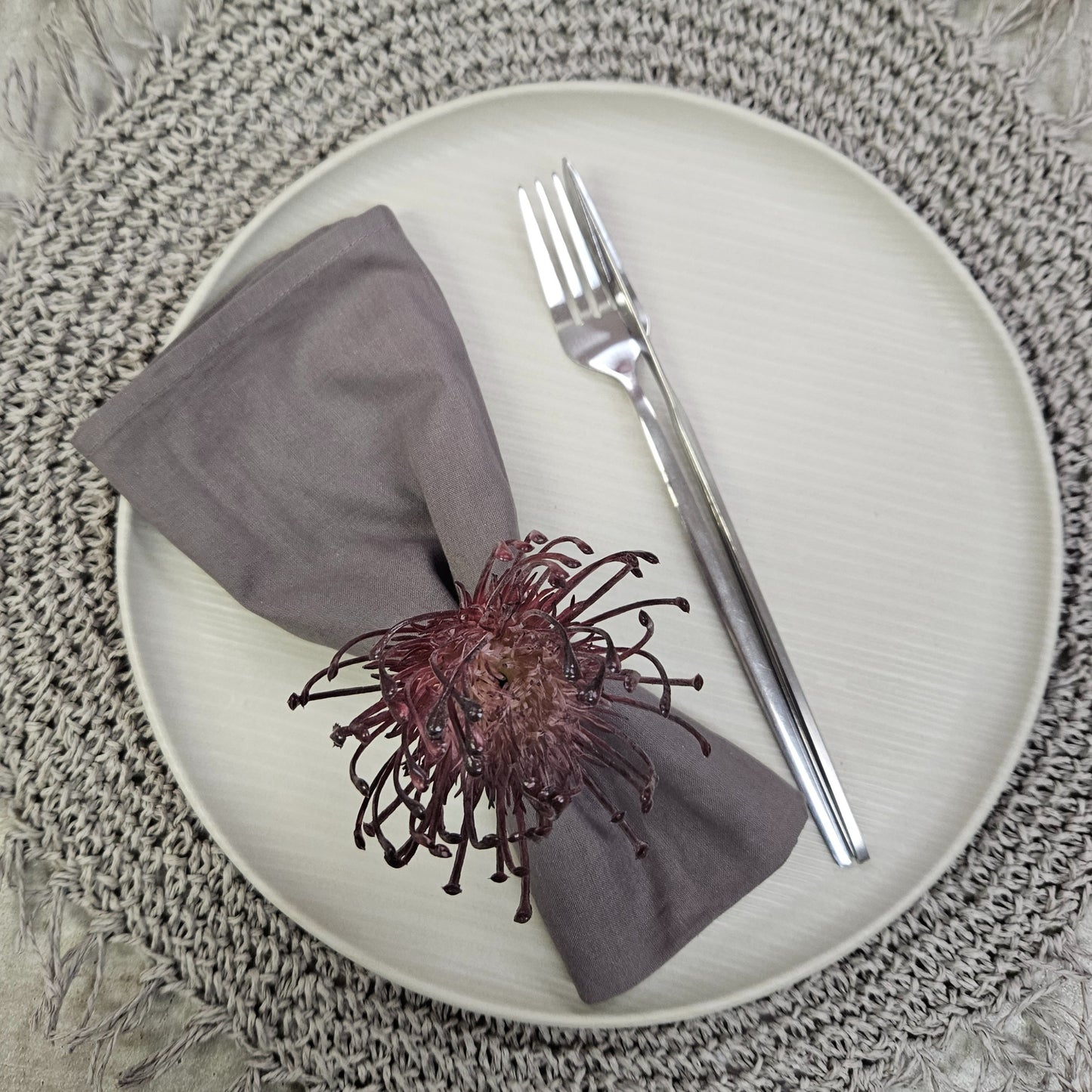 Set of 4 Purple Rustic Savanna Flower Napkin Rings