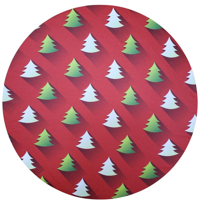 Set of 4 Round Placemats Covers Green Gradient Christmas Tree Cloth 14" Dia Synthetic