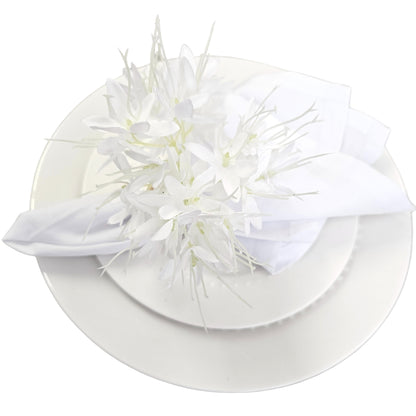 Set of 4 White Mini Lilies Flower Napkin Rings for party, wedding, birthday, celebration