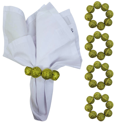 Maison Charlô | Set 4 Lemon Shine Beaded Napkin Rings | Rustic Napkin Ring | Handmade