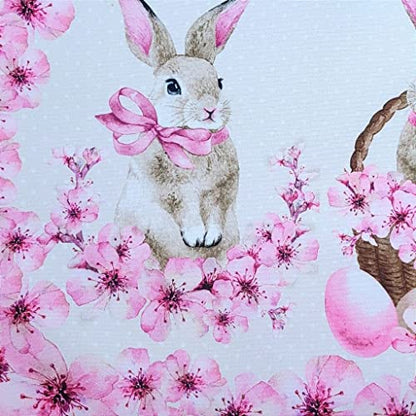 Set of 4 Bunny Basket Pink Waterproof Rectangular Placemats Easter 17" x 13"