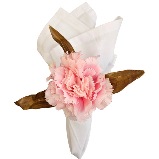 Maison Charlô | Set of 4 Rose Carnation Flower Napkin Rings for events, wedding, party, birthday