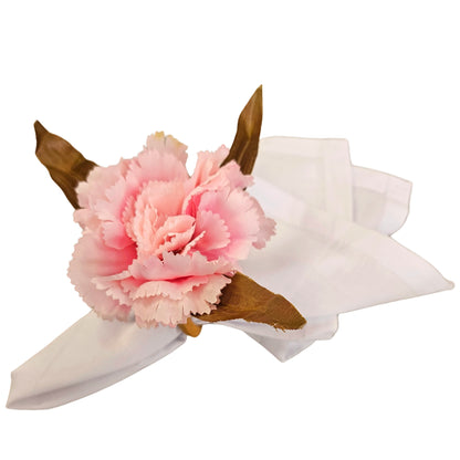 Maison Charlô | Set of 4 Rose Carnation Flower Napkin Rings for events, wedding, party, birthday