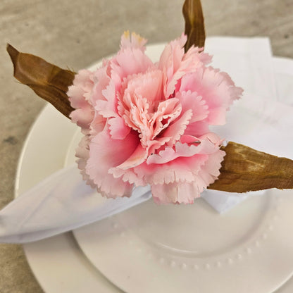 Maison Charlô | Set of 4 Rose Carnation Flower Napkin Rings for events, wedding, party, birthday