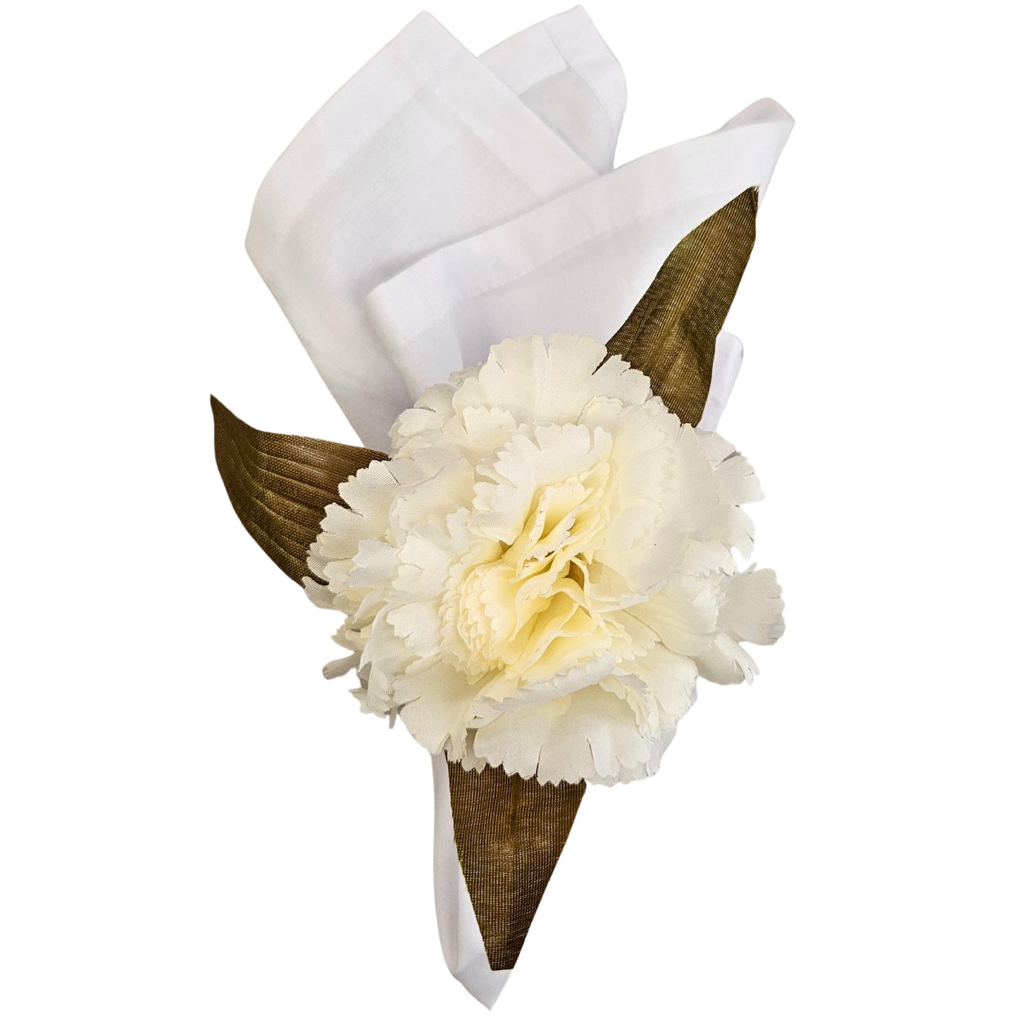 Maison Charlô | Set of 4 White Carnation Flower Napkin Rings for events, wedding, party, birthday