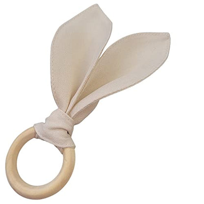 Maison Charlo | Easter Set of 4 Beige Cream Plaid Bunny Ears Napkin Rings