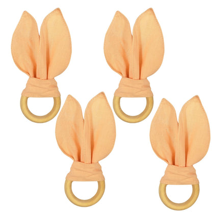 Maison Charlo | Easter Set of 4 Beige Macaroon Bunny Ears Napkin Rings | Dining Table Decor