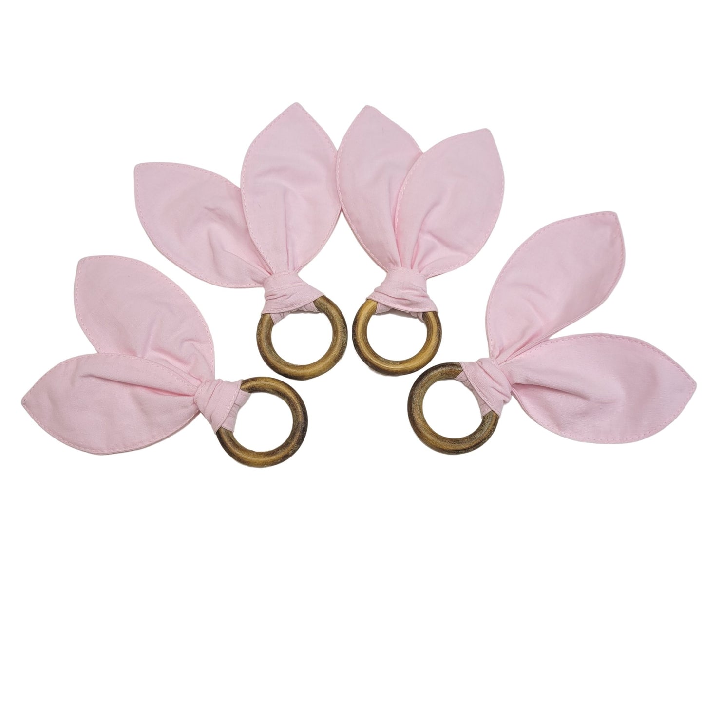 Maison Charlo | Easter Set of 4 Rose Pink Bunny Ears Napkin Rings | Dining Table Decor