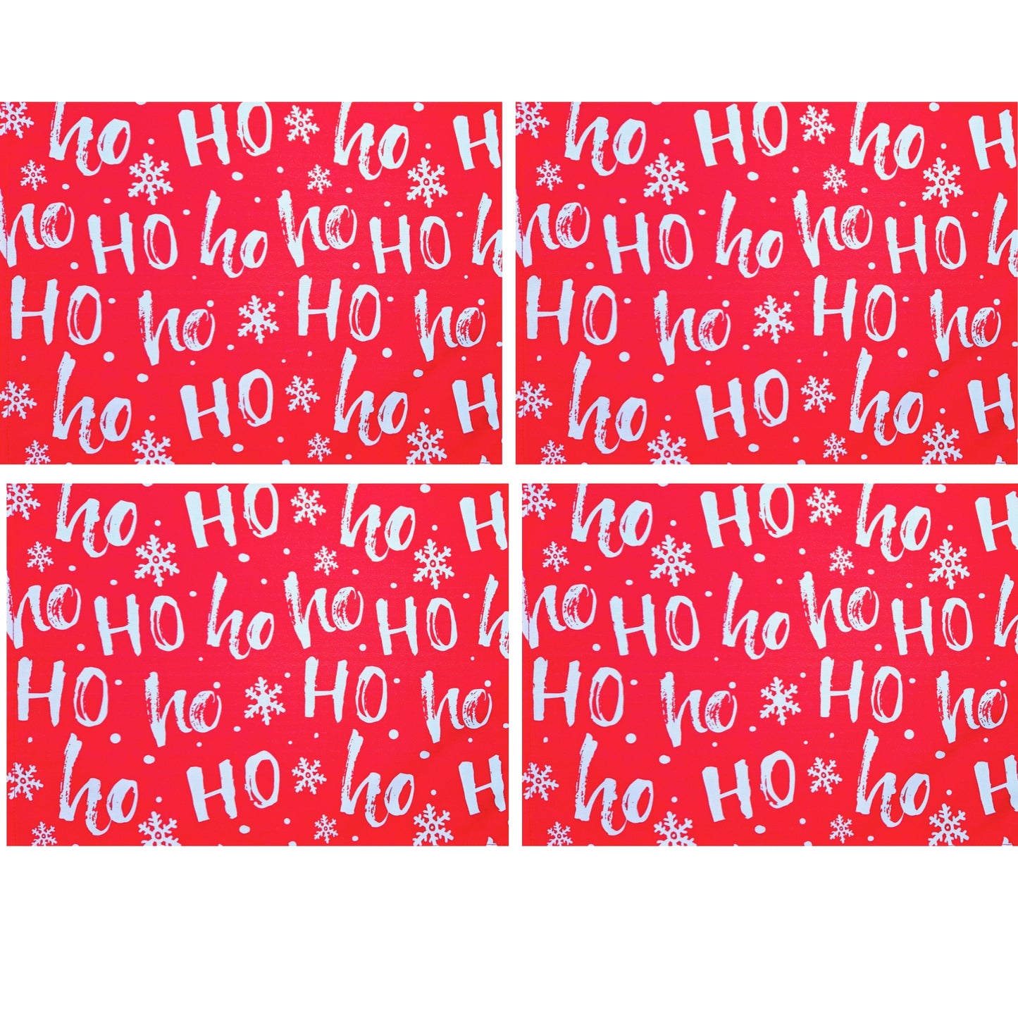 Set of 4 Placemats Ho ho ho Red Christmas Cloth Waterproof 17" by 13"