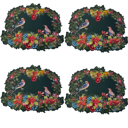 Maison Charlô - Set of 4 Waterproof Placemats Christmas Bird - Green