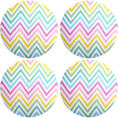 Set of 4 Round Placemats Covers 14 Dia inch Chevron Joy Pastel Corlors Chevron