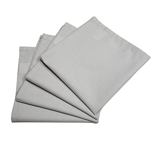 Charlo's Set of 4 Light Grey 100% Cotton Solid Cloth Napkins 15" by 15" Washable Reusable