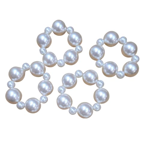 Set of 4 Imitation Pearl Ball Beaded Napkin Rings Mother's Day, Valentines