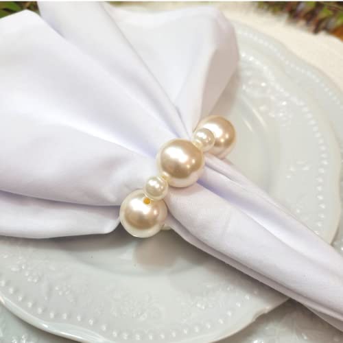 Set of 4 Imitation Pearl Ball Beaded Napkin Rings Mother's Day, Valentines