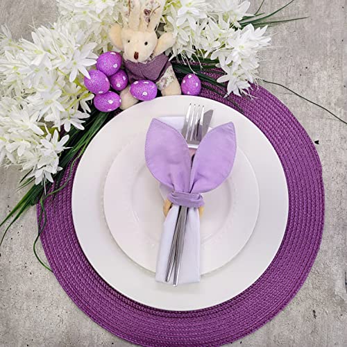 Maison Charlo | Set of 4 Lilac Bunny Ears Napkin Rings | Easter Decorations for Table