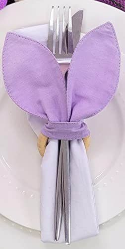 Maison Charlo | Set of 4 Lilac Bunny Ears Napkin Rings | Easter Decorations for Table