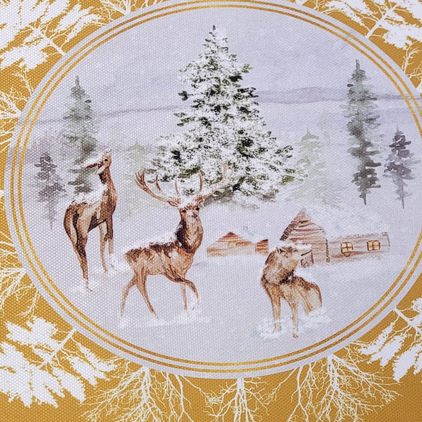 Maison Charlô - Set of 4 Waterproof Placemats Christmas Reindeer Gold