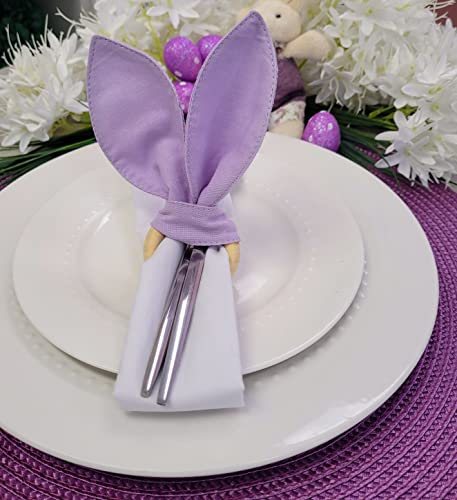 Maison Charlo | Set of 4 Lilac Bunny Ears Napkin Rings | Easter Decorations for Table