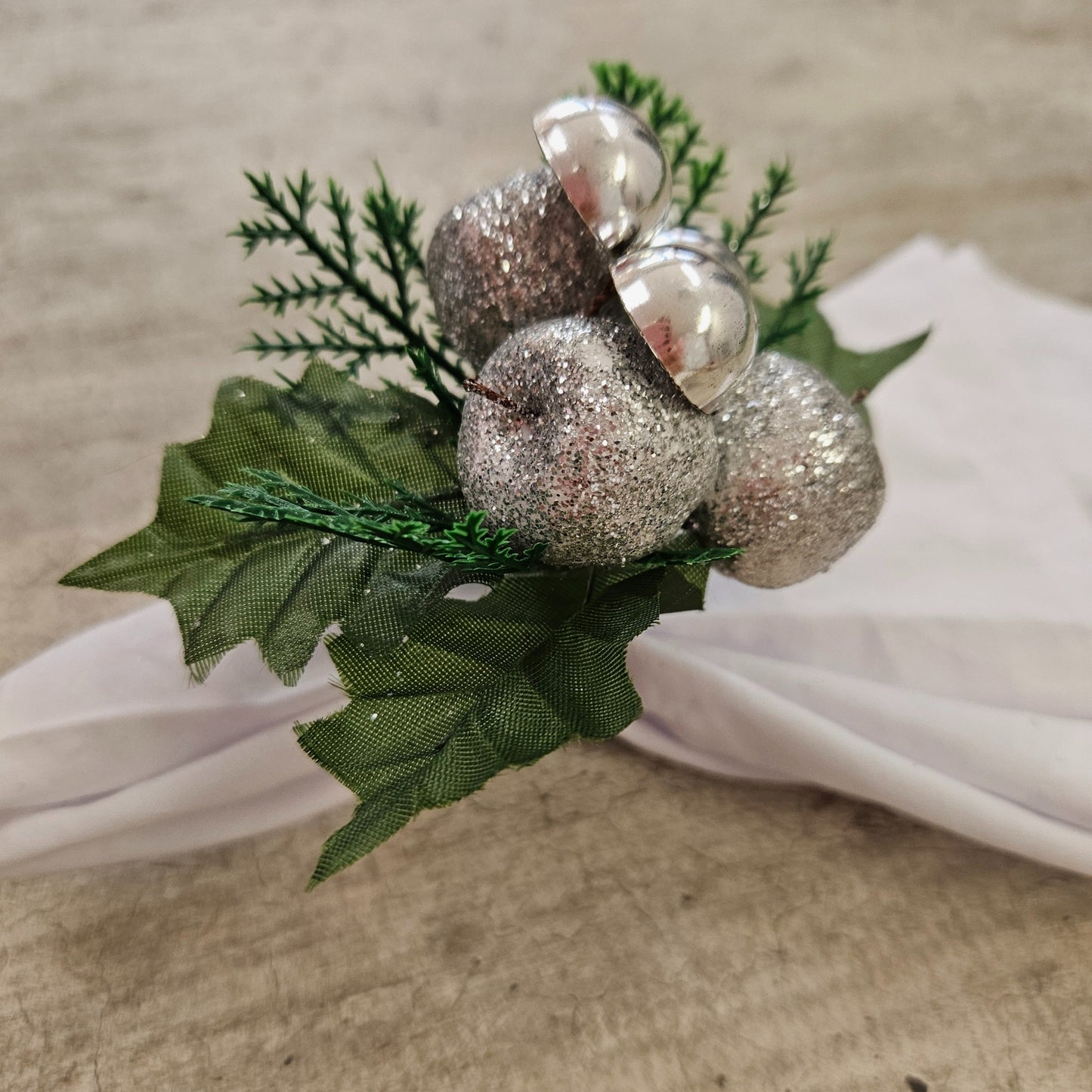 Maison Charlo | Set of 4 Charlo's Silver Prime Christmas Napkin Rings