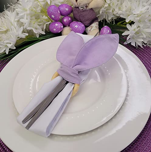 Maison Charlo | Set of 4 Lilac Bunny Ears Napkin Rings | Easter Decorations for Table