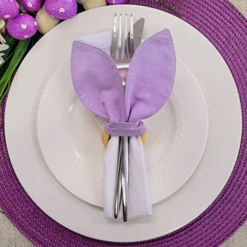 Maison Charlo | Set of 4 Lilac Bunny Ears Napkin Rings | Easter Decorations for Table