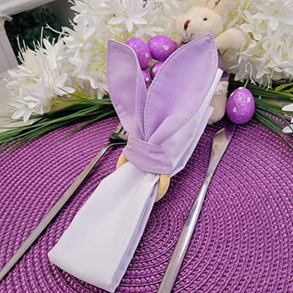 Maison Charlo | Set of 4 Lilac Bunny Ears Napkin Rings | Easter Decorations for Table