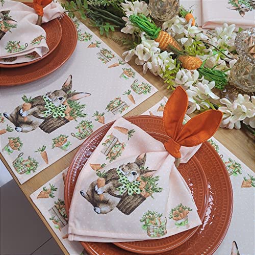 Set of 4 Polka Dot Orange Waterproof Rectangular Placemats Easter 17" x 13"