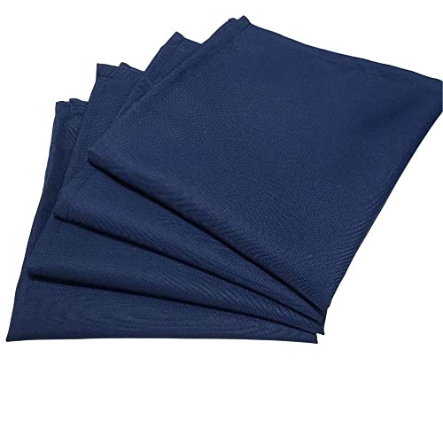 Charlo's Set of 4 Navy Blue 100% Cotton Solid Cloth Napkins 15" by 15" Washable Reusable