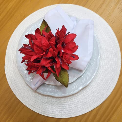 Maison Charlo Set of 4 Red Lilies Flower Celebration Napkin Rings