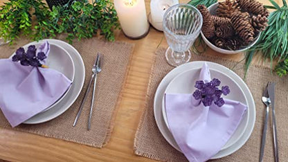 Charlo's Set of 4 Lilac 100% Cotton Solid Cloth Napkins 15" by 15" Washable Reusable