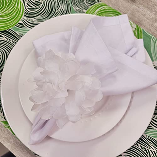 Charlo's Set of 10 White Snow Chrysanthemum Napkin Rings for dining table decor